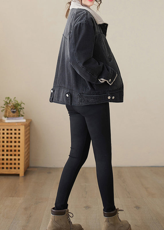 Drune | Taschen Patchwork Warm Fleece Denim Jacken Peter Pan Kragen Winter