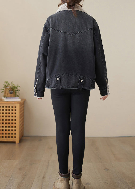 Drune | Taschen Patchwork Warm Fleece Denim Jacken Peter Pan Kragen Winter