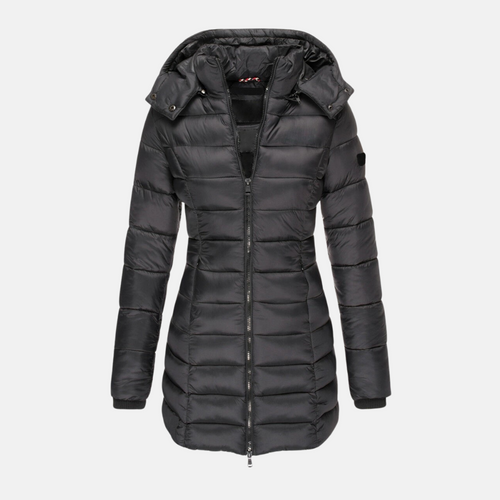 Drune | Pufferjacke Slim Fit Oberschenkel Länge mit Kapuze