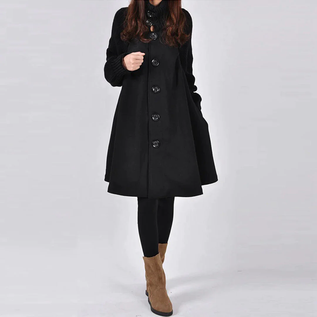 Drune | Eleganter Schwarzer Mantel für Damen