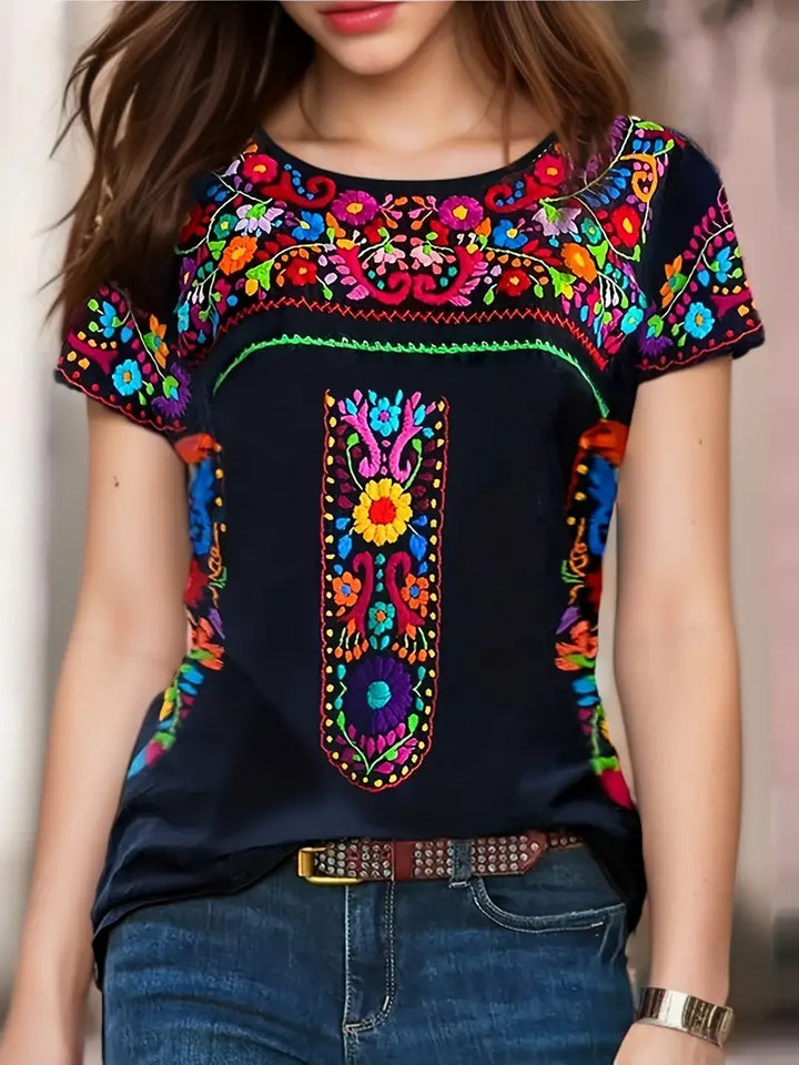 Drune | Ethisches T-Shirt mit Blumenmuster