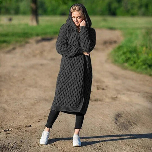 Chic: Cardigan mit Kapuze und Strukturmuster