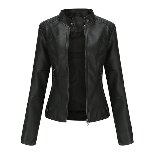 Drune | Frauen Kragenlose Bikerjacke
