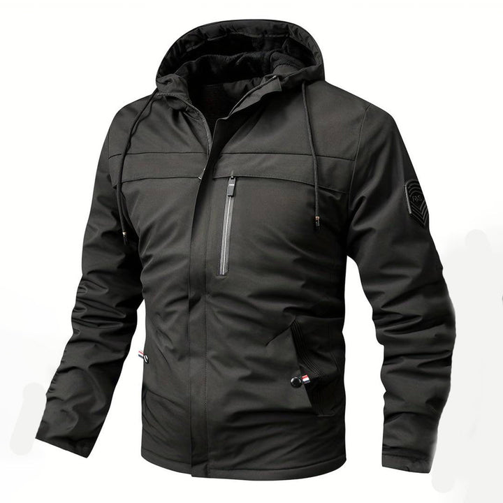 Drune | Herren Bequemer Schwarzer Windbreaker - Warmfutter Detail