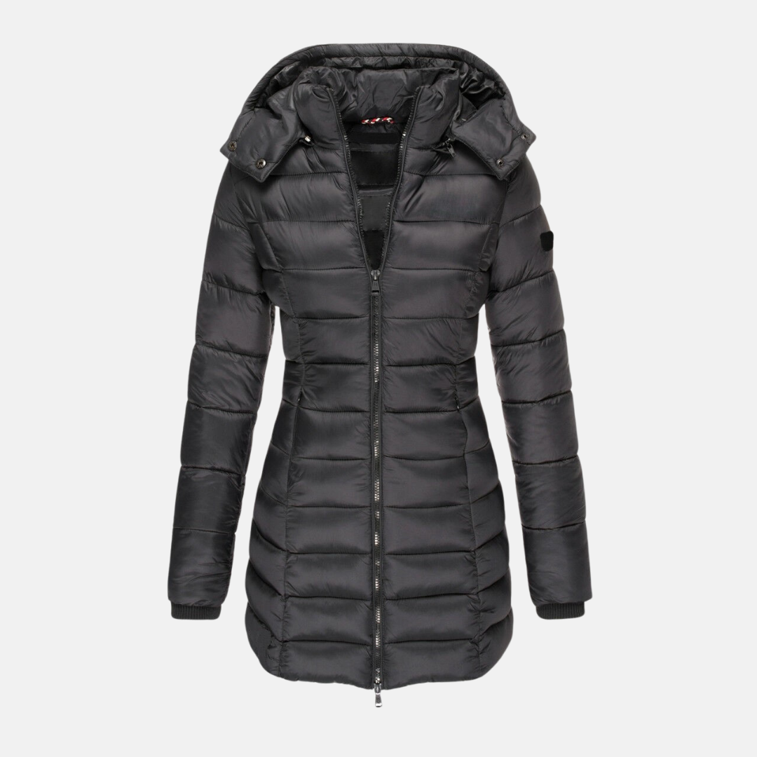 Drune | Pufferjacke - Slim Fit - Gepolstert - Mittellang - Mit Kapuze und Rippbündchen