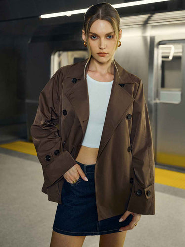 Drune | Trenchcoat Damen - Klassisches doppelt gereihtes Design mit tailliertem Schnitt
