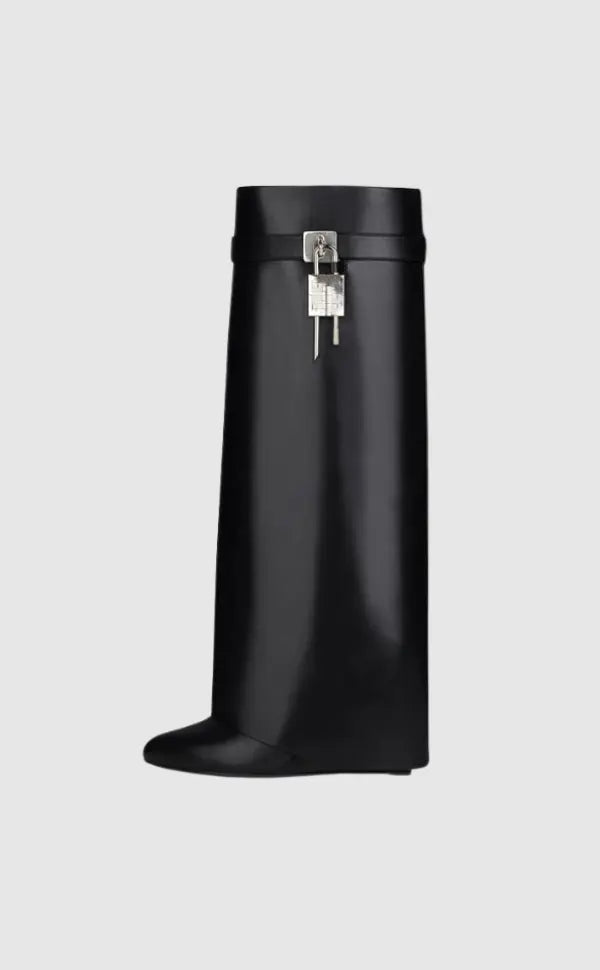 Drune | Schwarze Vegane Leder kniehohe Stiefel für Frauen – Elegante, Bequeme Mode-Schuhe