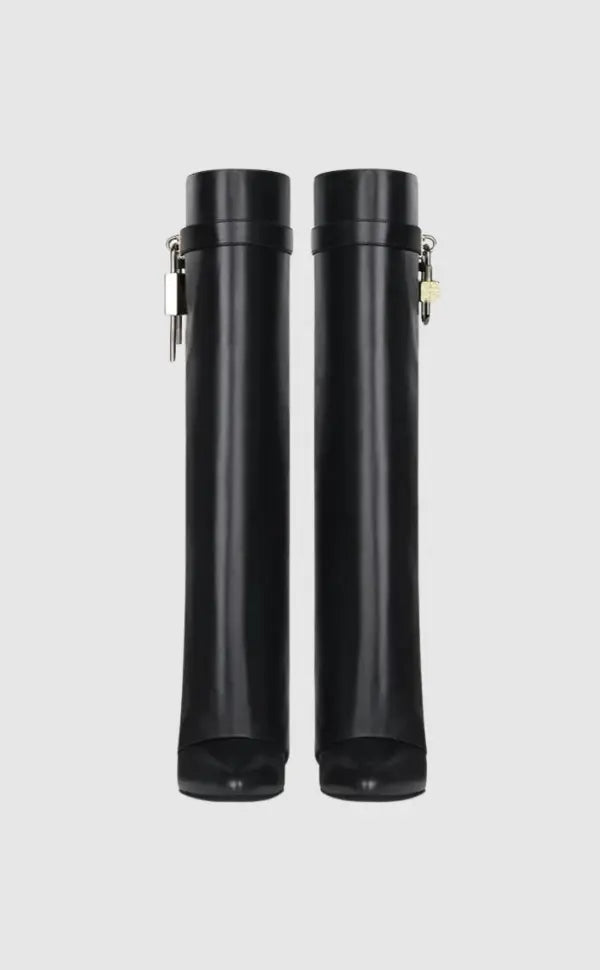 Drune | Schwarze Vegane Leder kniehohe Stiefel für Frauen – Elegante, Bequeme Mode-Schuhe