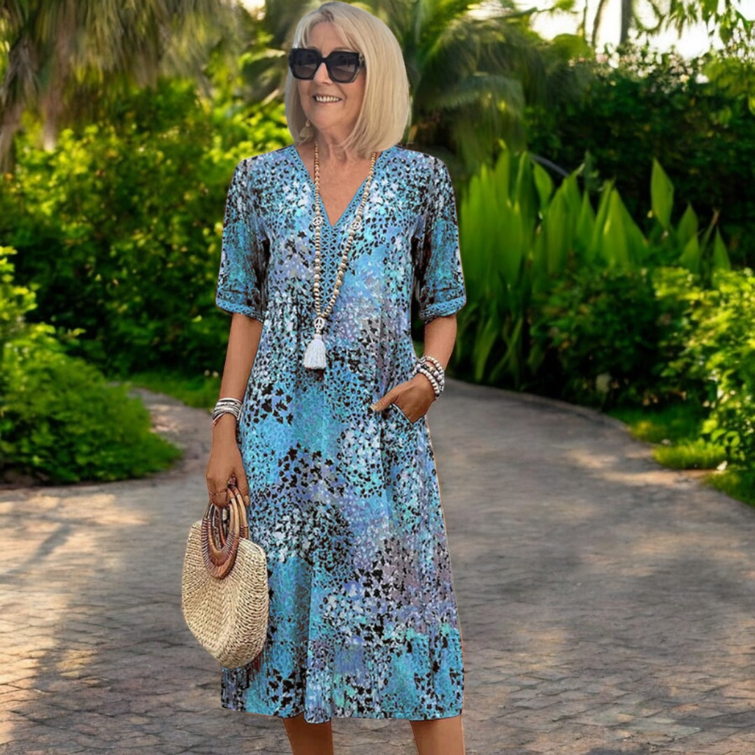 Drune | Midi-Kleid mit lebhaftem Print für Damen