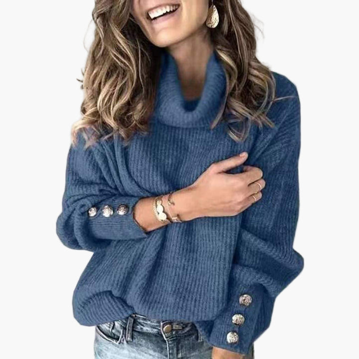 Drune | Pullover mit Rollkragen und Knopfdetails - Modischer Freizeit Strickpullover