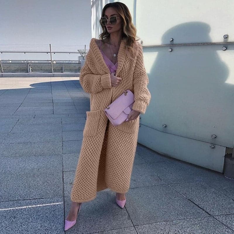 Drune | Damen Langer Strickcardigan mit Taschen