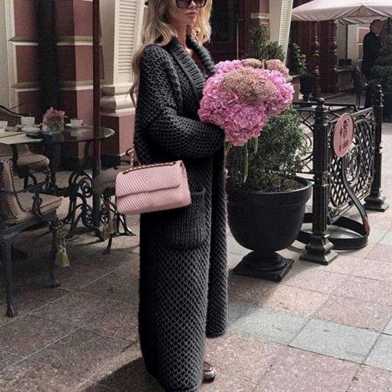Drune | Damen Langer Strickcardigan mit Taschen