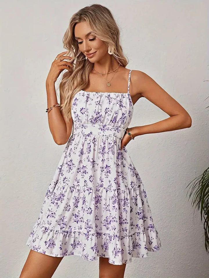 Drune | Blumenkleid, Mini, Spaghettiträger, Sommerkleid, Festkleid