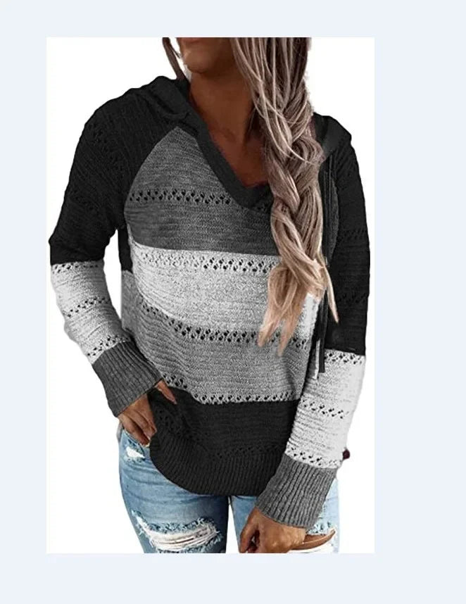 Drune | Gestrickter Kapuzenpullover mit Streifen