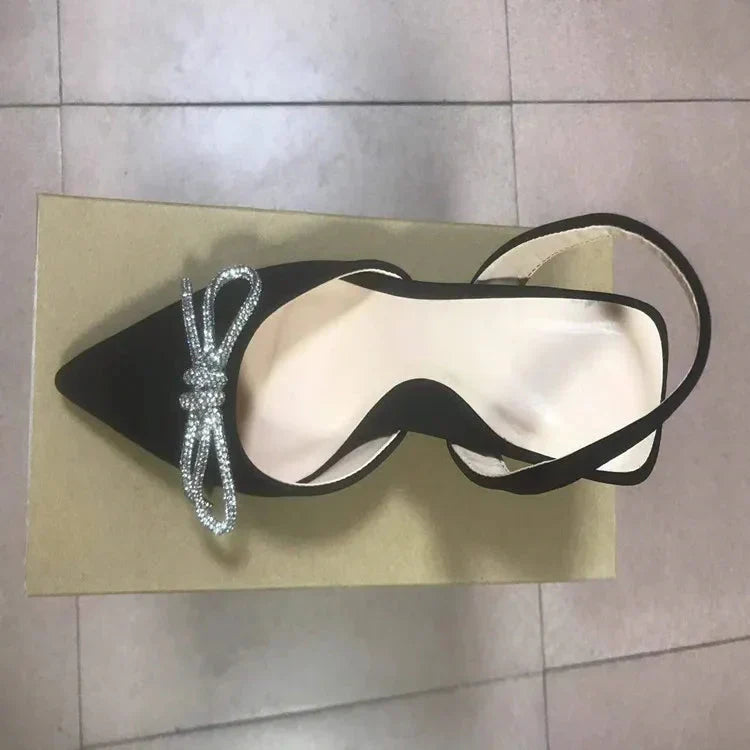 Drune | Blaue Damen Muellerschuhe Baotou Schleife Spitz High Heels Sommermode Hundert Sexy Damen Sandalen Schuhe Sandalen Hohe Absätze