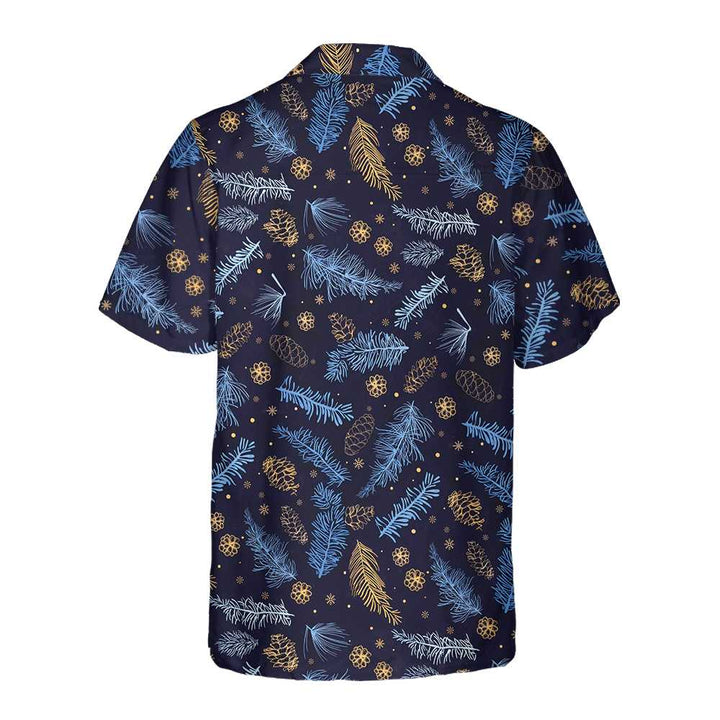 Drune | Blau-weißer Winter Natur Hawaiian Shirt, Festliches Weihnachtshemd, Bestes Geschenk für Weihnachten