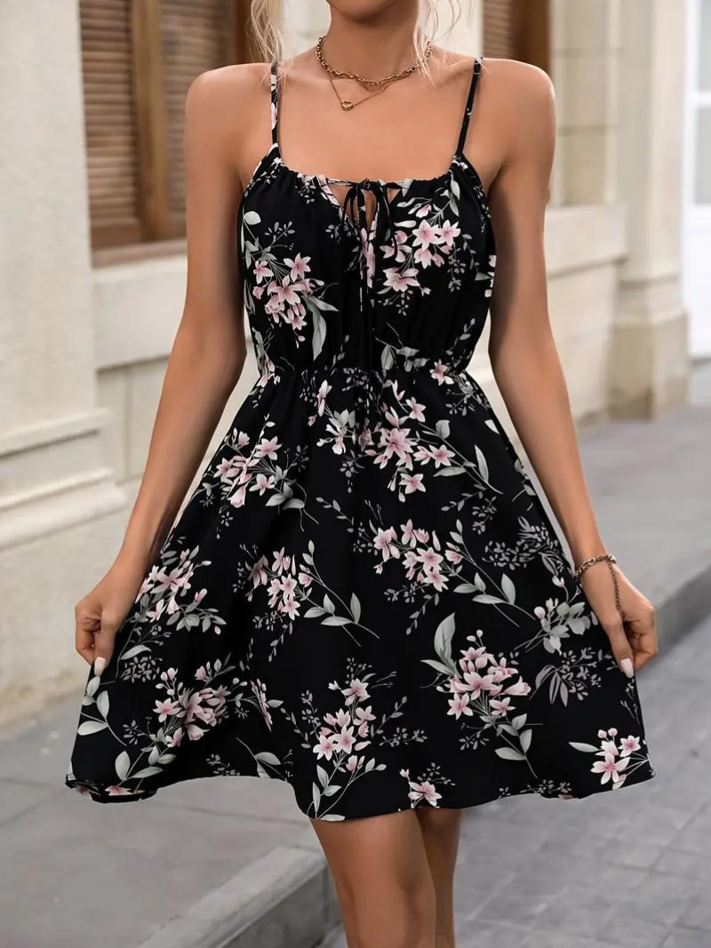 Drune | Mini Spaghettiträger Sommerkleid Sonnenkleid