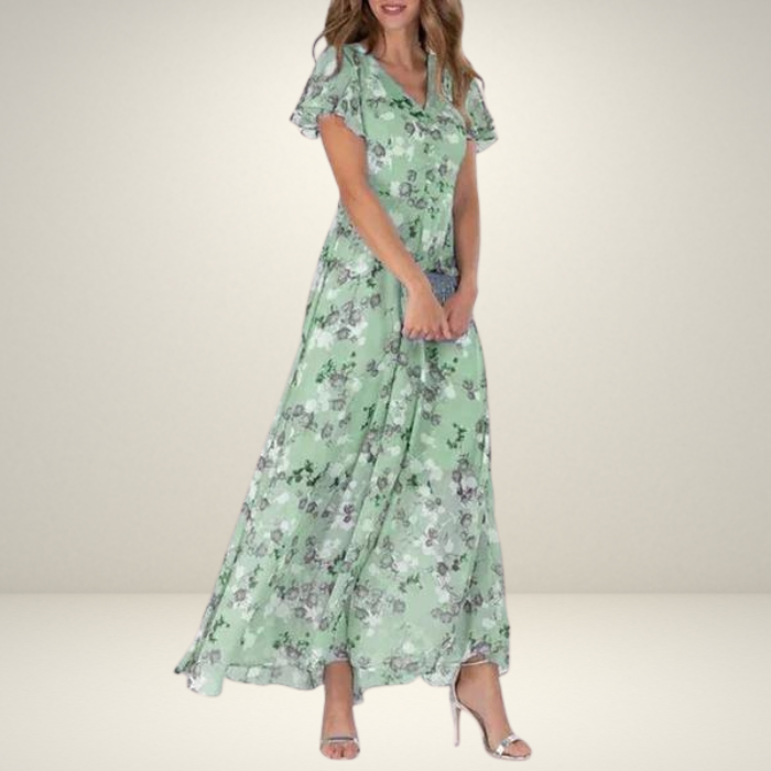 Drune | Kleid Fließend Kurze Ärmel Maxikleid Sommerkleid