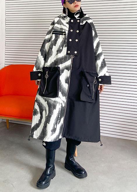 Drune | Plus Size Tunika Mantel Kleiderschränke mit Kapuze und Reißverschluss Mäntel