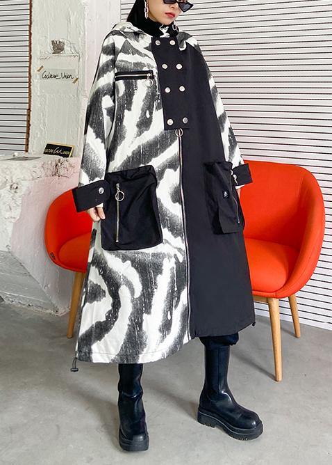 Drune | Plus Size Tunika Mantel Kleiderschränke mit Kapuze und Reißverschluss Mäntel