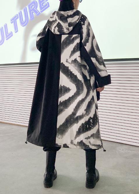 Drune | Plus Size Tunika Mantel Kleiderschränke mit Kapuze und Reißverschluss Mäntel