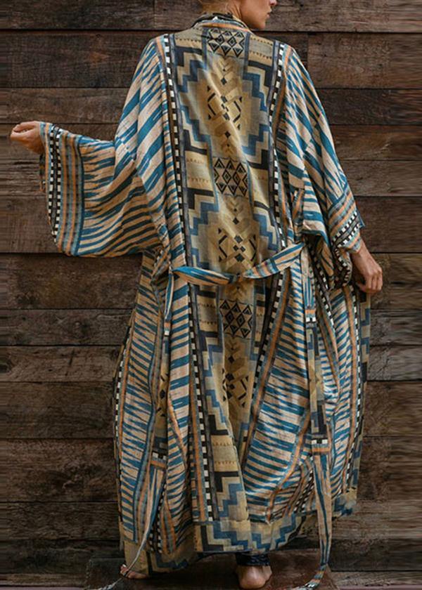 Drune | Bohemian Blau Geometrisches Print Kleid
