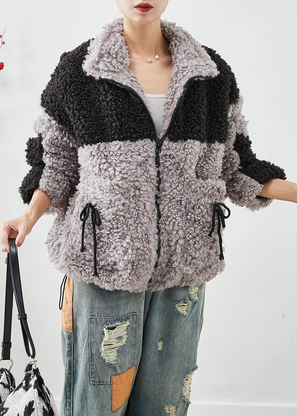 Drune | Colorblock Oversized Patchwork Taschen Fleece Jacken Winter