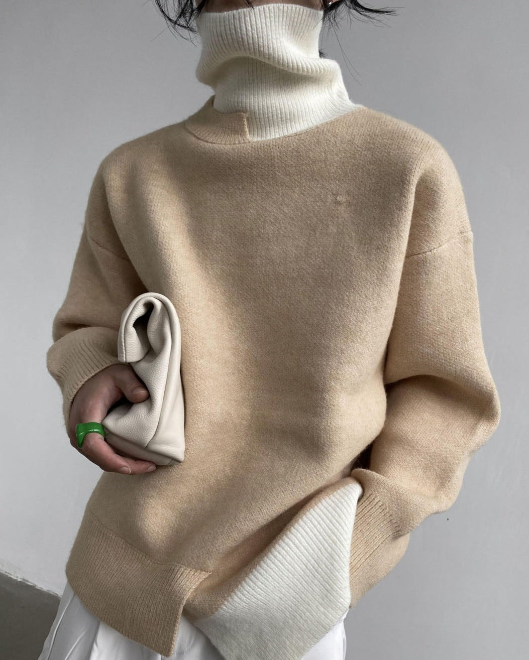 Drune | Bohème Rollkragenpullover in Khaki