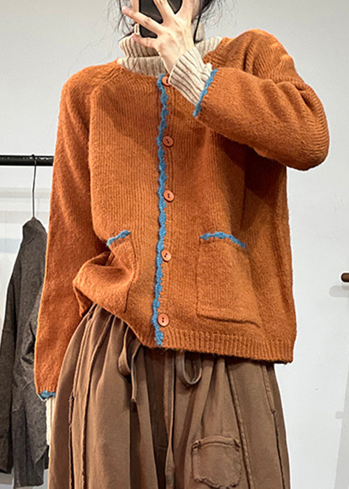 Drune | Orange Knopf Taschen Wollmäntel