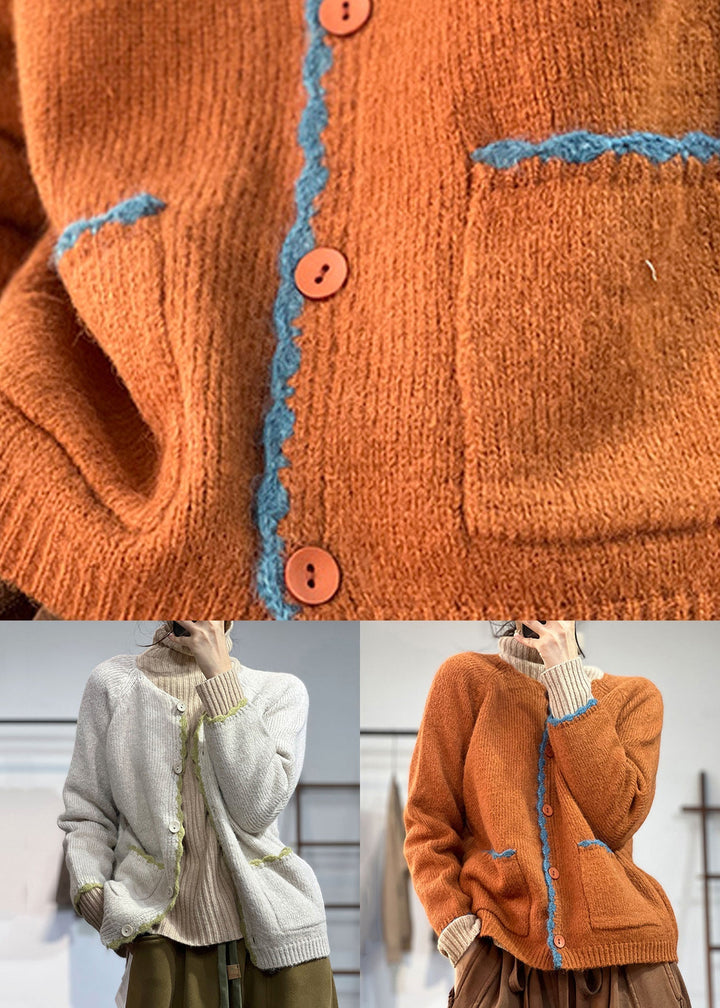 Drune | Orange Knopf Taschen Wollmäntel