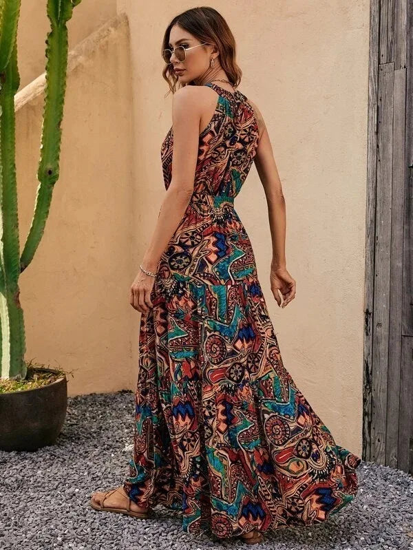Drune | Damen Retro Maxi Halterneck & Vintage-Inspiriert