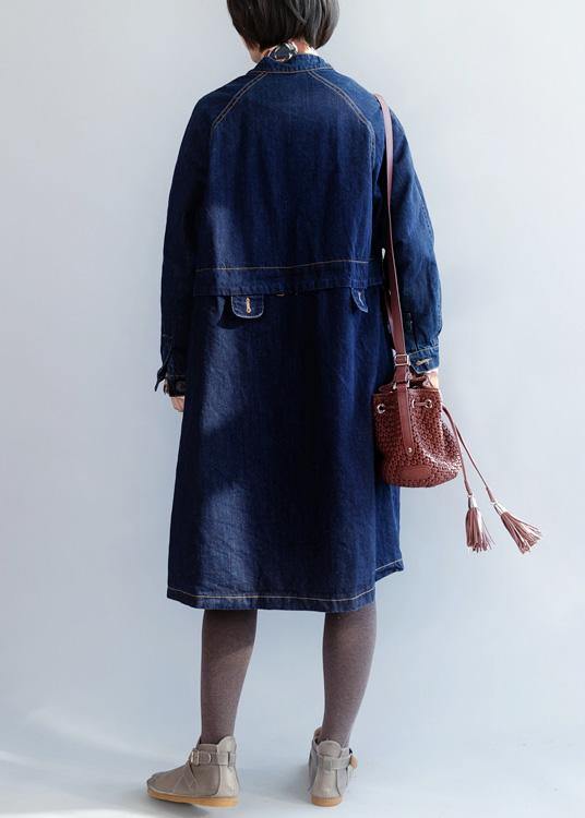 Drune | Stehkragen feines Patchwork Box Coat dunkelblaue Silhouette Jacken