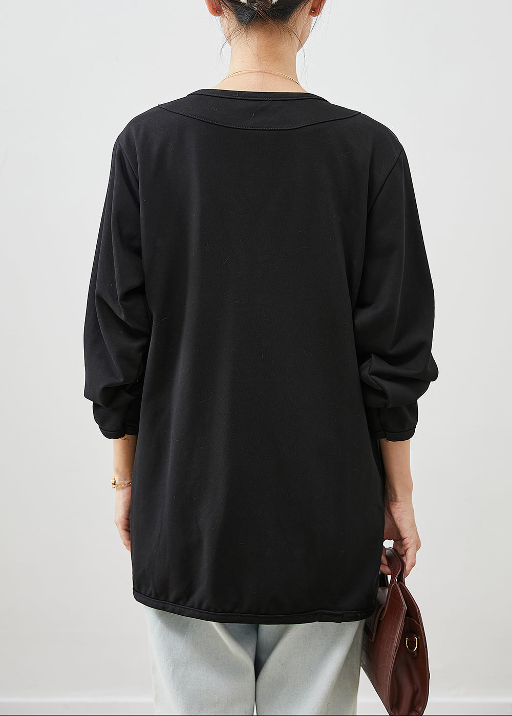Drune | Schwarze V-Ausschnitt Taschen Baumwolle Mäntel