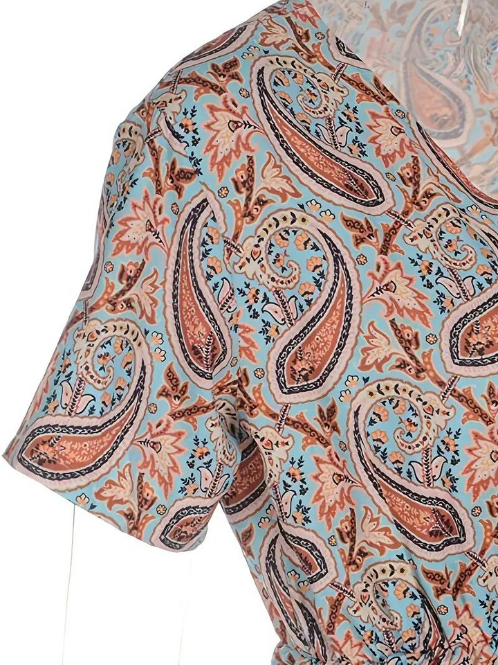 Drune | Kleid, kurzärmlig, Gürtel, Maxikleid, Sommerkleid