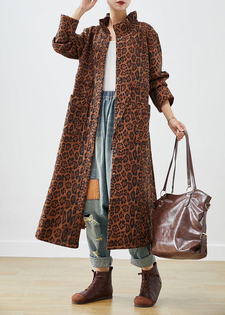 Drune | Übergroße Leopardenmuster Baumwoll-Trenchcoats