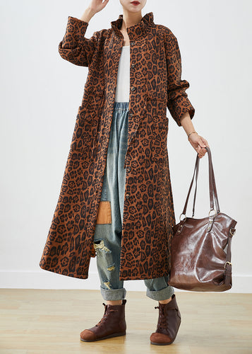 Drune | Übergroße Leopardenmuster Baumwoll-Trenchcoats