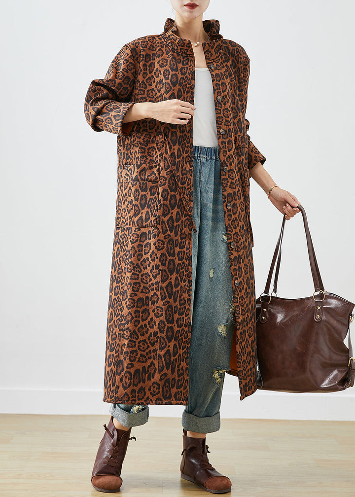 Drune | Übergroße Leopardenmuster Baumwoll-Trenchcoats