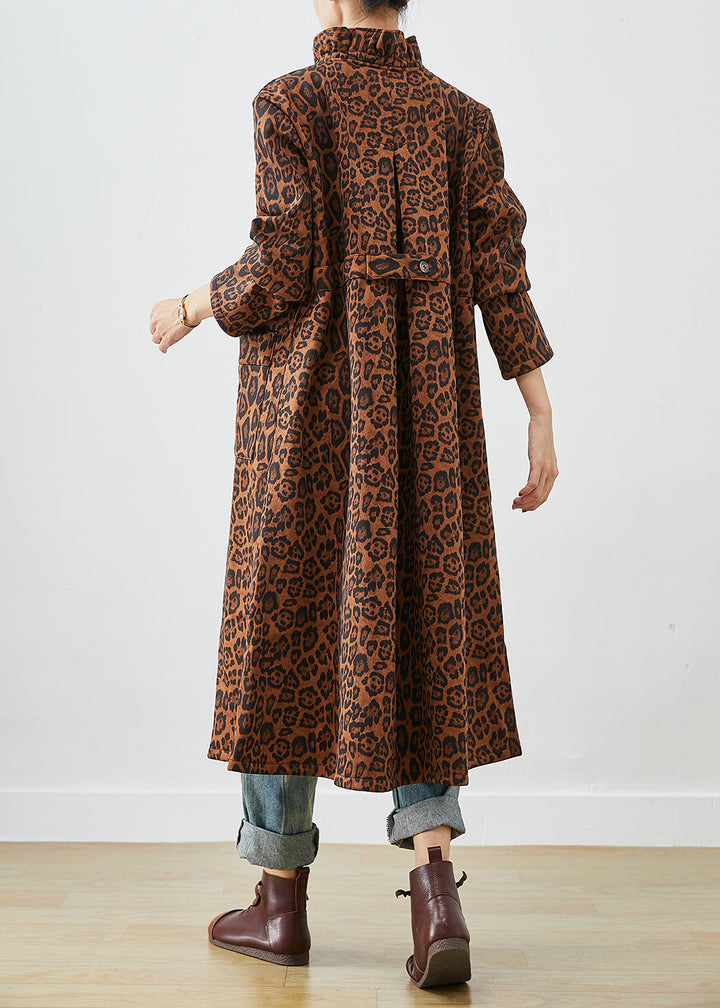 Drune | Übergroße Leopardenmuster Baumwoll-Trenchcoats