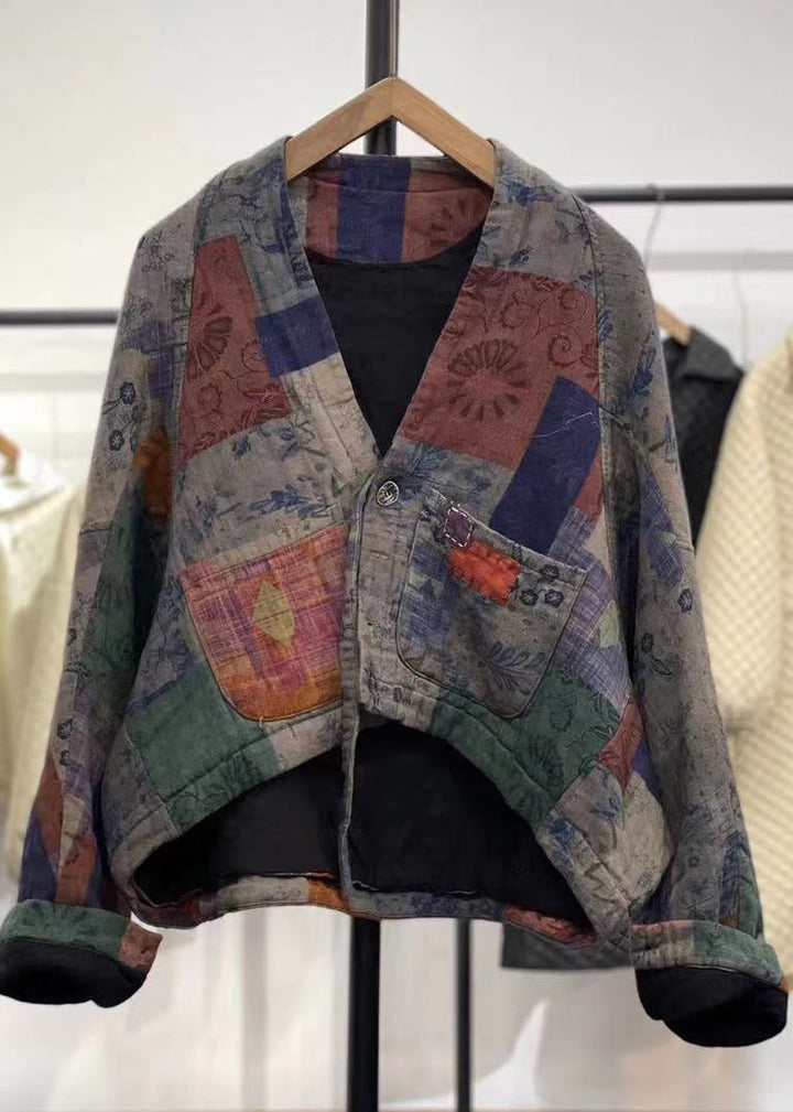 Drune | Lila Asymmetrische Patchwork Feine Baumwollgefüllte Mäntel Winter