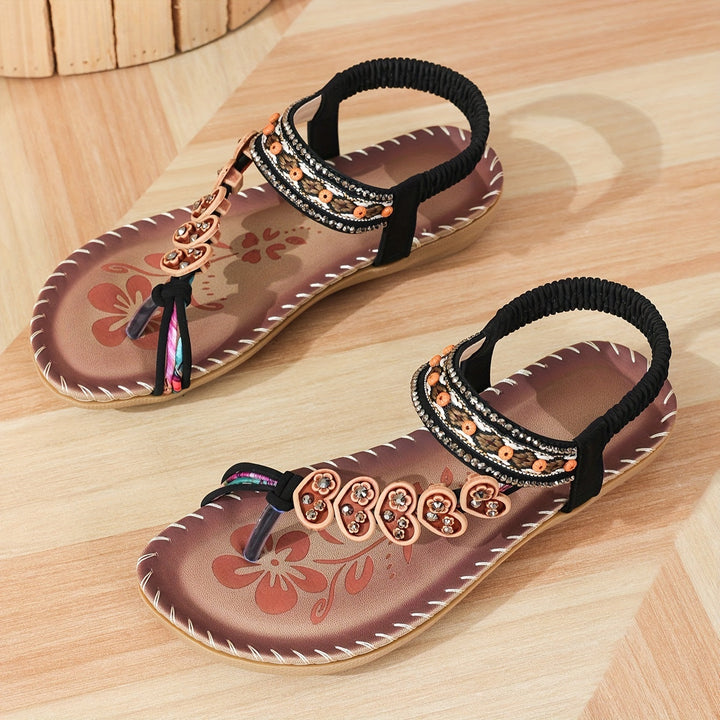 Drune | Sandalen Flach Elastischer Knöchel Orthopädische Sandalen Damensandalen
