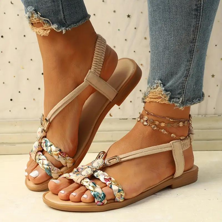 Drune | Sandalen Slip On Elastische Riemen Flache Sandalen Sommerschuhe