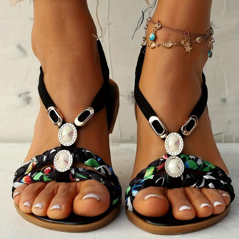 Drune | Sandalen Slip On Elastische Riemen Flache Sandalen Sommerschuhe