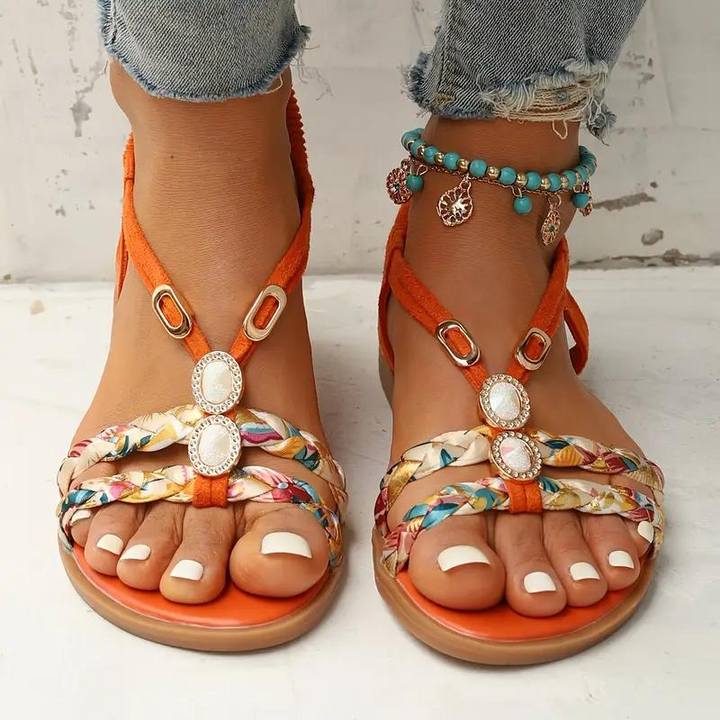 Drune | Sandalen Slip On Elastische Riemen Flache Sandalen Sommerschuhe