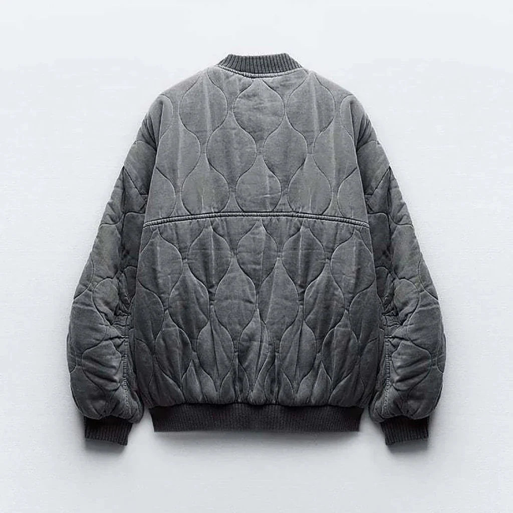 Drune | Grau Lockere Passform Übergröße Jacke Damenjacke