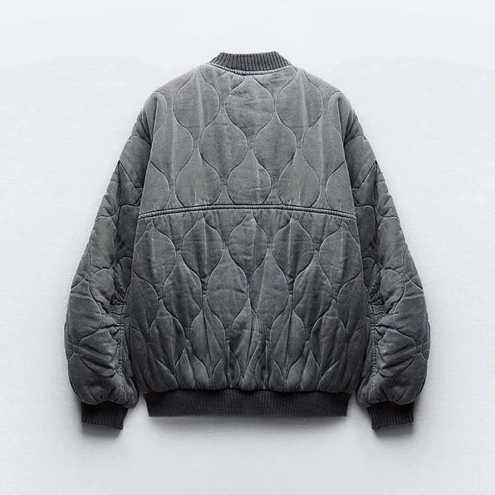 Drune | Grau Lockere Passform Übergröße Jacke Damenjacke