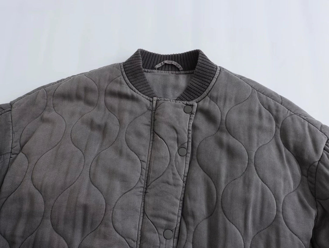 Drune | Grau Lockere Passform Übergröße Jacke Damenjacke