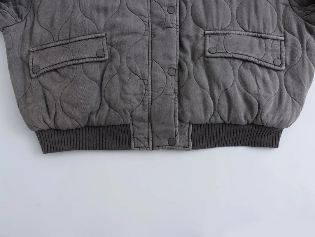 Drune | Grau Lockere Passform Übergröße Jacke Damenjacke