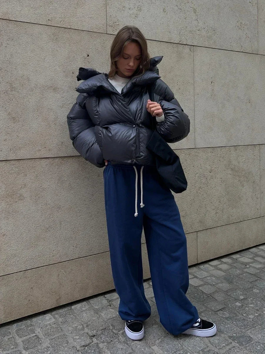 Drune | Damen Winter Puffer Jacke mit Kapuze und Oversized Stil