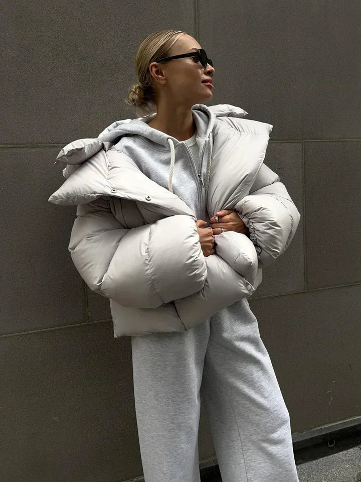 Drune | Damen Winter Puffer Jacke mit Kapuze und Oversized Stil