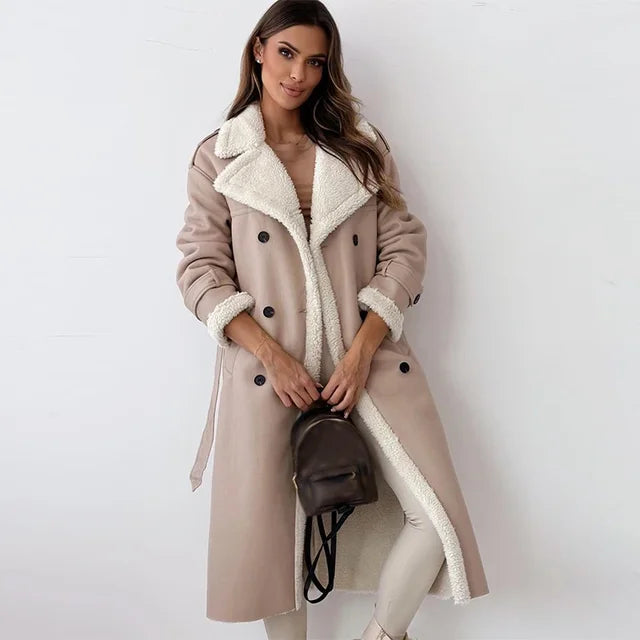 Drune | Damen Winter Warmer langer Mantel Button-Down